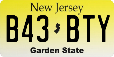 NJ license plate B43BTY
