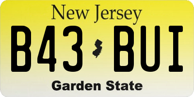 NJ license plate B43BUI