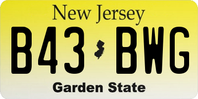 NJ license plate B43BWG