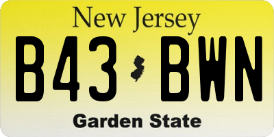 NJ license plate B43BWN
