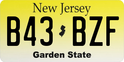 NJ license plate B43BZF