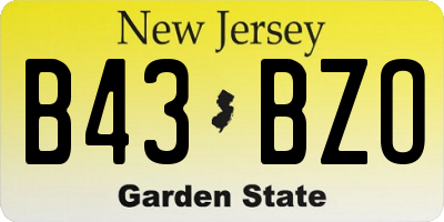 NJ license plate B43BZO