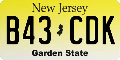 NJ license plate B43CDK