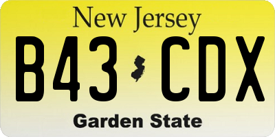 NJ license plate B43CDX
