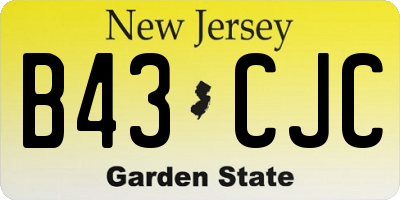 NJ license plate B43CJC
