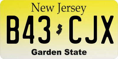 NJ license plate B43CJX