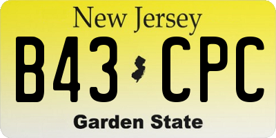 NJ license plate B43CPC