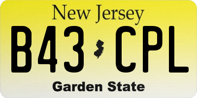 NJ license plate B43CPL