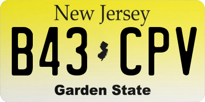 NJ license plate B43CPV