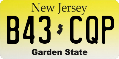 NJ license plate B43CQP