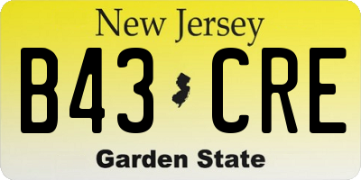 NJ license plate B43CRE