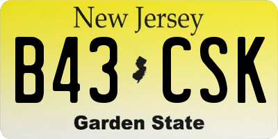 NJ license plate B43CSK