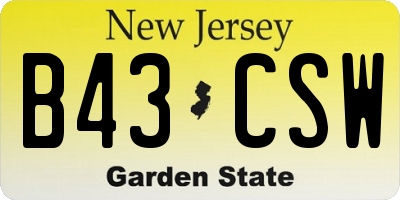 NJ license plate B43CSW