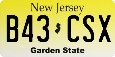 NJ license plate B43CSX
