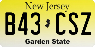 NJ license plate B43CSZ