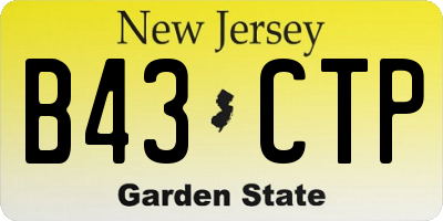 NJ license plate B43CTP