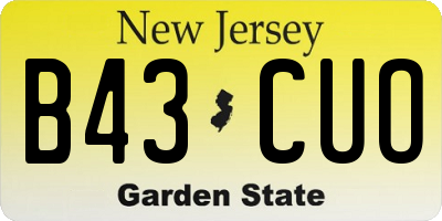 NJ license plate B43CUO