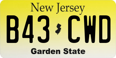 NJ license plate B43CWD