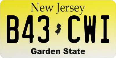 NJ license plate B43CWI