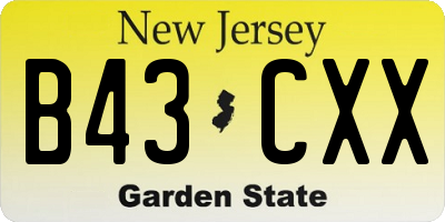 NJ license plate B43CXX