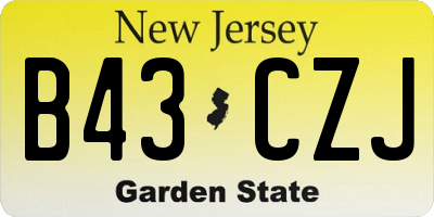 NJ license plate B43CZJ