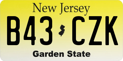 NJ license plate B43CZK