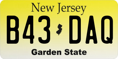 NJ license plate B43DAQ
