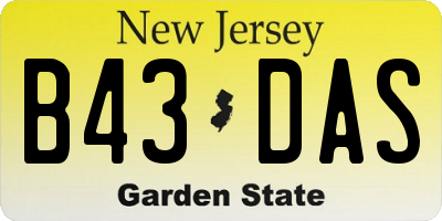 NJ license plate B43DAS