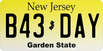 NJ license plate B43DAY