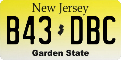 NJ license plate B43DBC