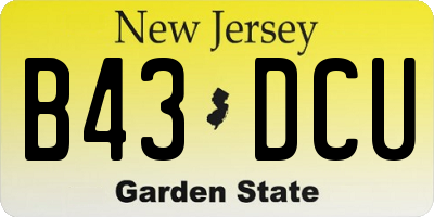 NJ license plate B43DCU