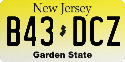 NJ license plate B43DCZ
