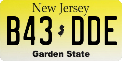 NJ license plate B43DDE