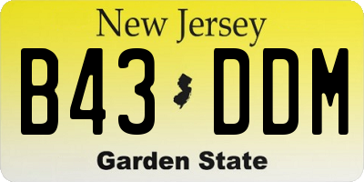 NJ license plate B43DDM
