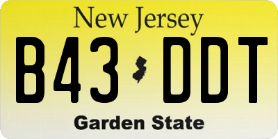 NJ license plate B43DDT