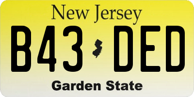 NJ license plate B43DED