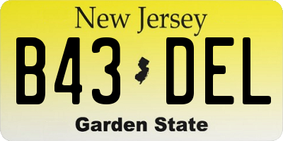 NJ license plate B43DEL