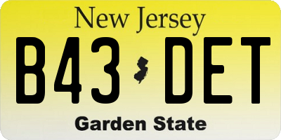 NJ license plate B43DET