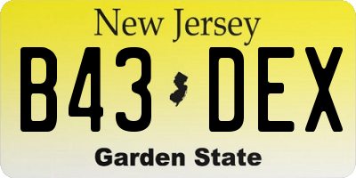 NJ license plate B43DEX