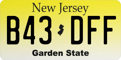 NJ license plate B43DFF