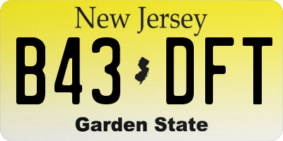 NJ license plate B43DFT
