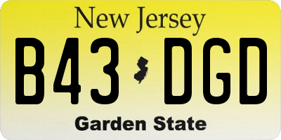 NJ license plate B43DGD