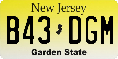 NJ license plate B43DGM