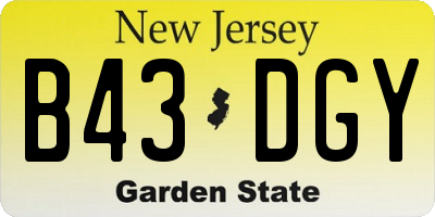 NJ license plate B43DGY