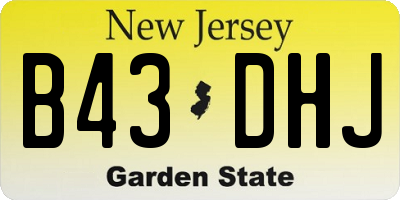 NJ license plate B43DHJ