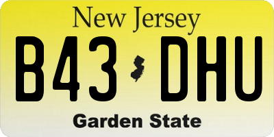 NJ license plate B43DHU