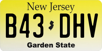 NJ license plate B43DHV