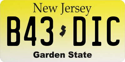 NJ license plate B43DIC