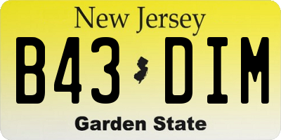 NJ license plate B43DIM