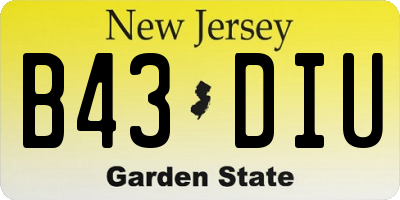 NJ license plate B43DIU